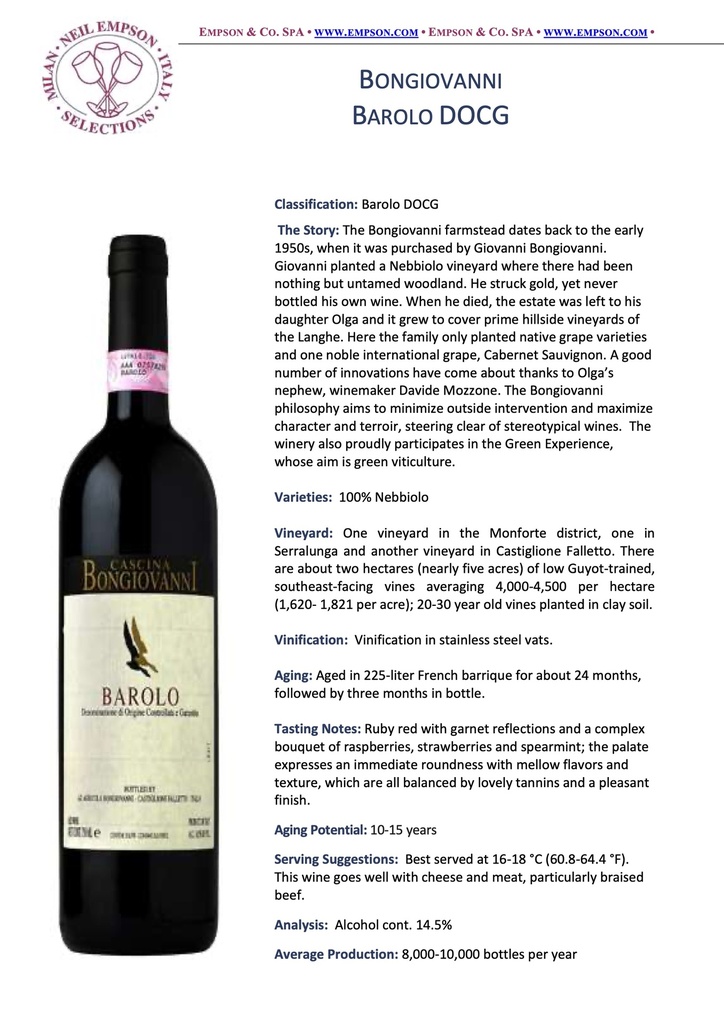 Barolo DOCG, Cascina Bongiovanni