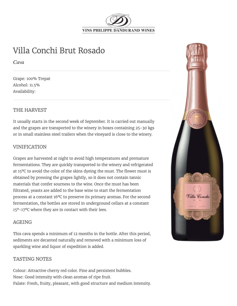 Cava Brut Rose, Bodegas Villa Conchi 